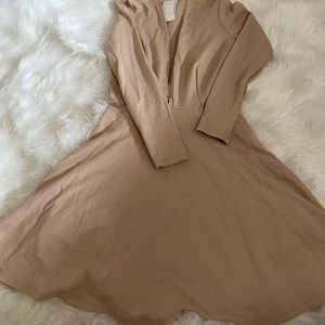 American Apparel Beige Deep V Skater Dress